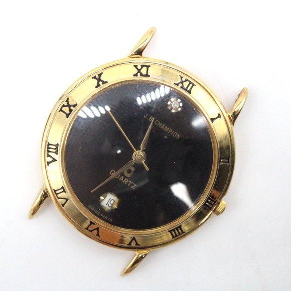 Vintage J.B Champion Watch Unisex Gold Tone Stainless Steel Classic Black Dial - Picture 4 of 5